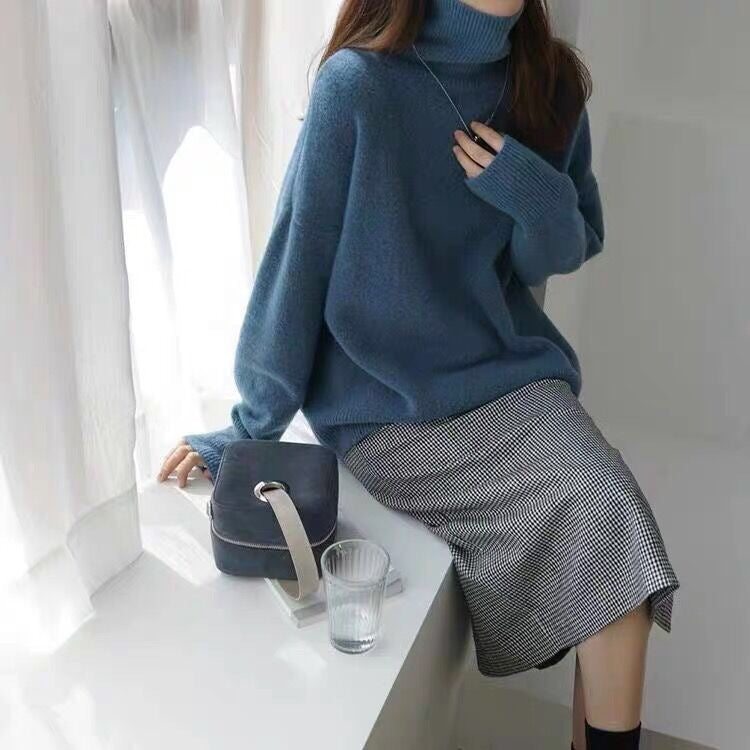 Soft Cashmere Turtleneck Knit Sweater