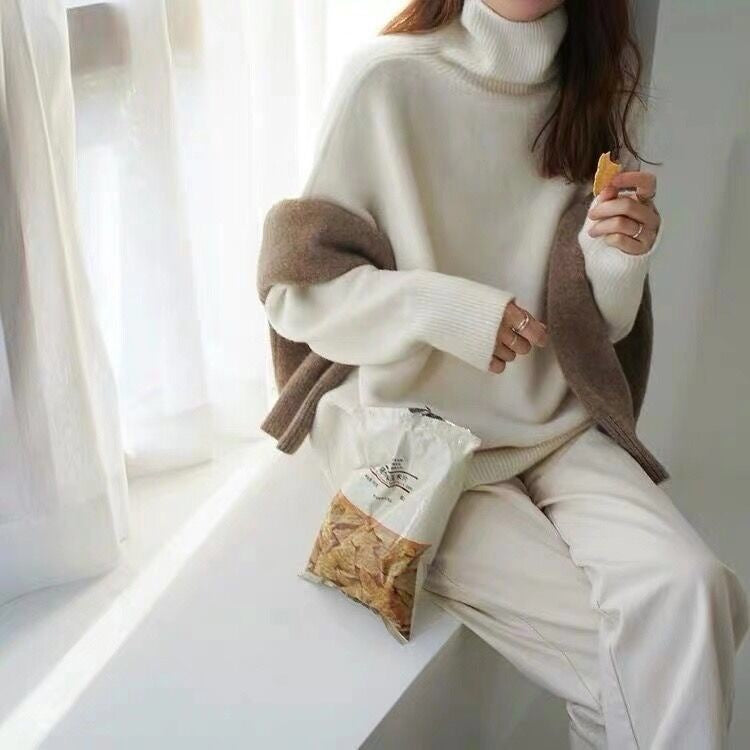 Soft Cashmere Turtleneck Knit Sweater