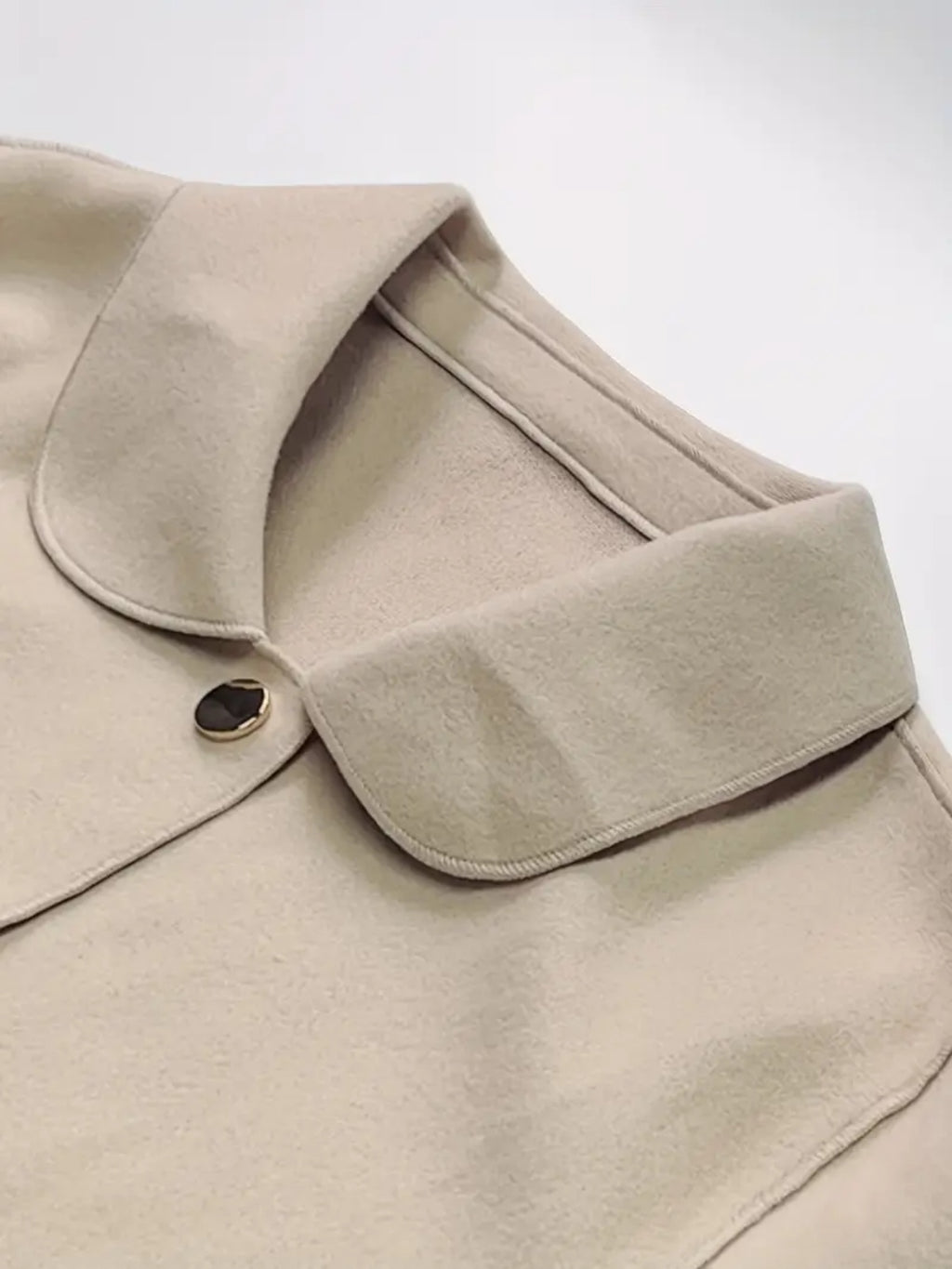 Elegant Beige Gold-Buttoned Short Coat