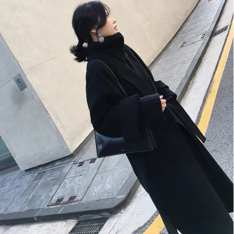 Luxury Oversized Cashmere Wool with Long Tie Belt
