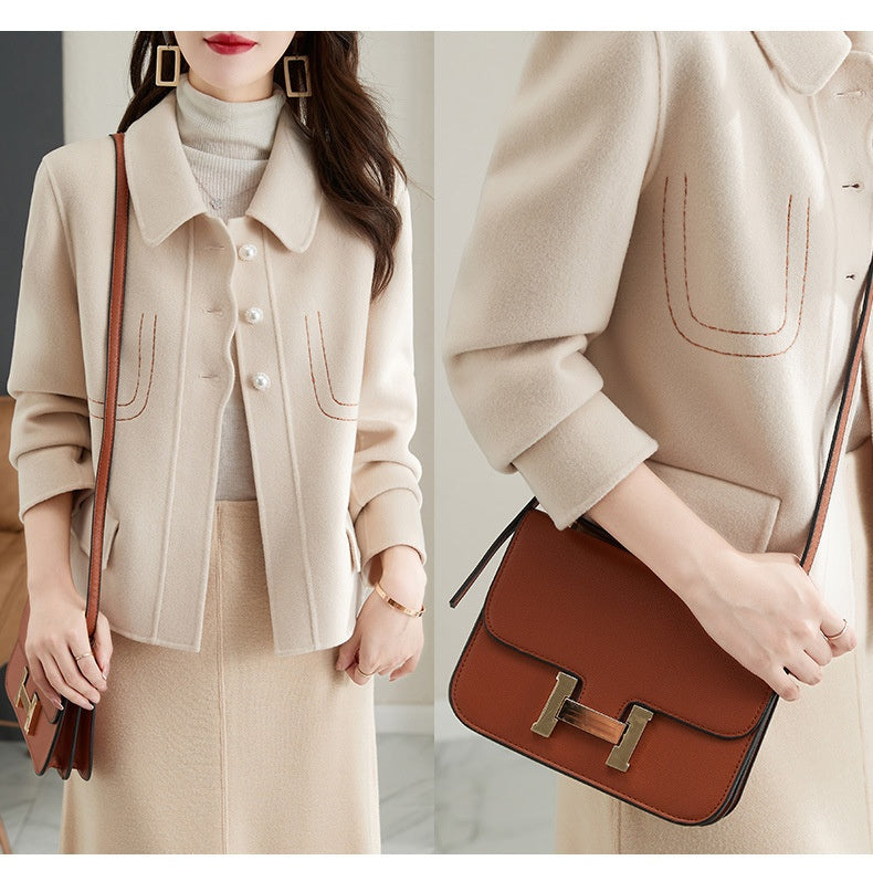 Elegant Short Coat with Pearl Buttons