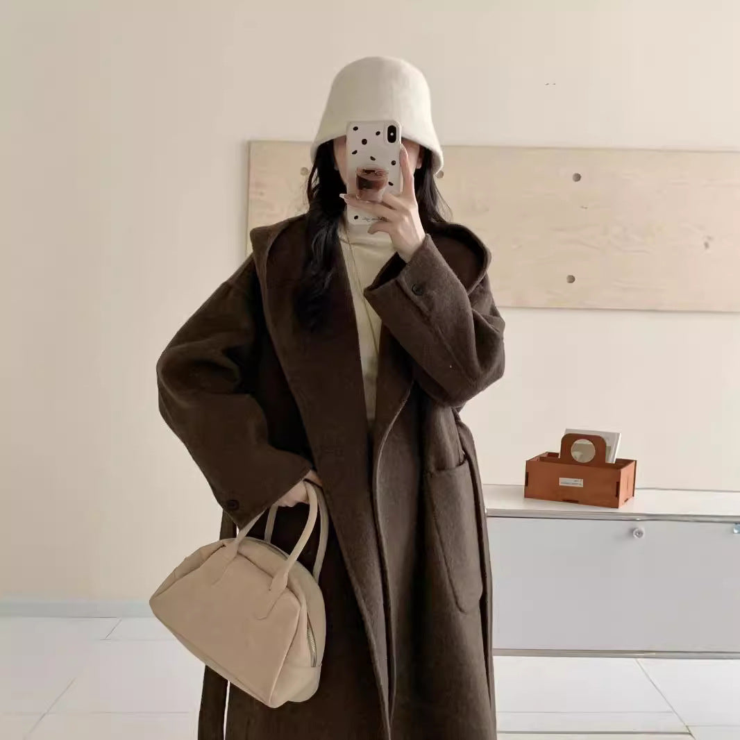 Refined Oversized Wool Coat with Hood
