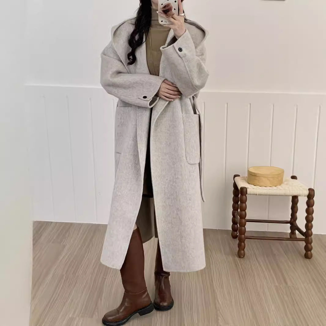 Refined Oversized Wool Coat with Hood