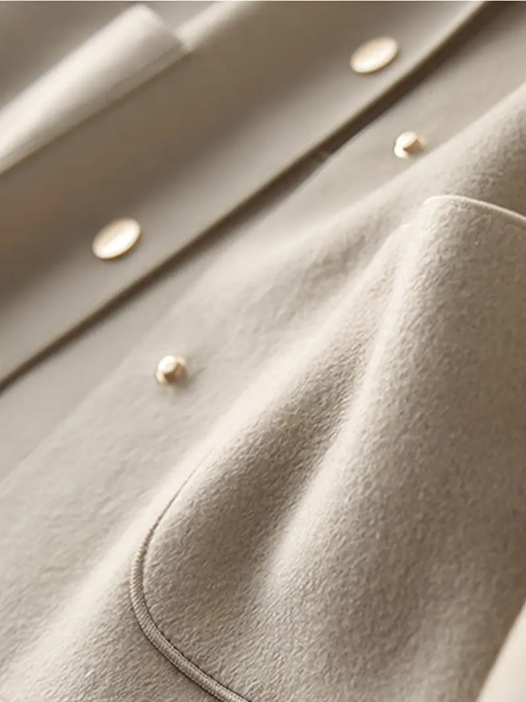 Elegant Beige Gold-Buttoned Short Coat