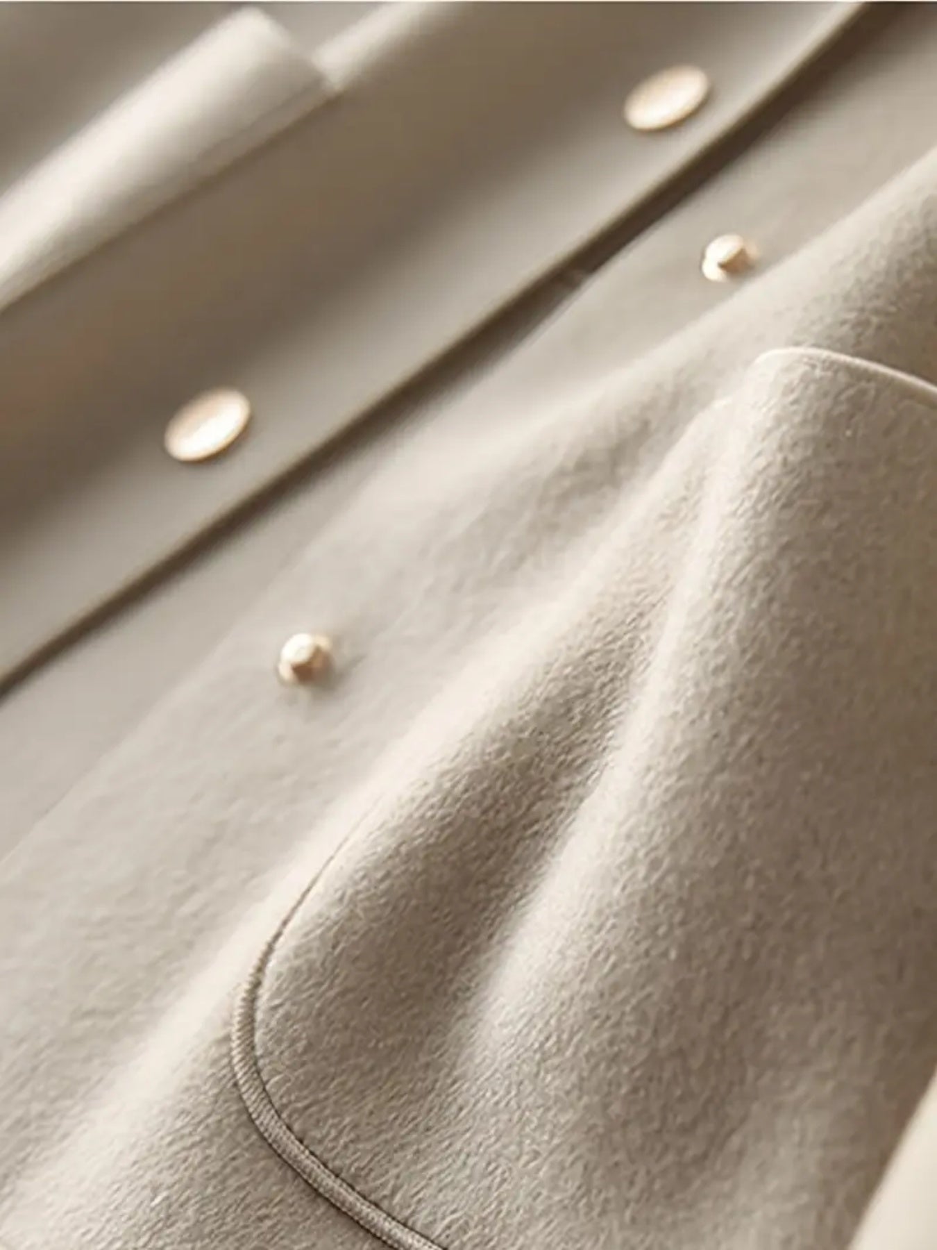 Elegant Beige Gold-Buttoned Short Coat