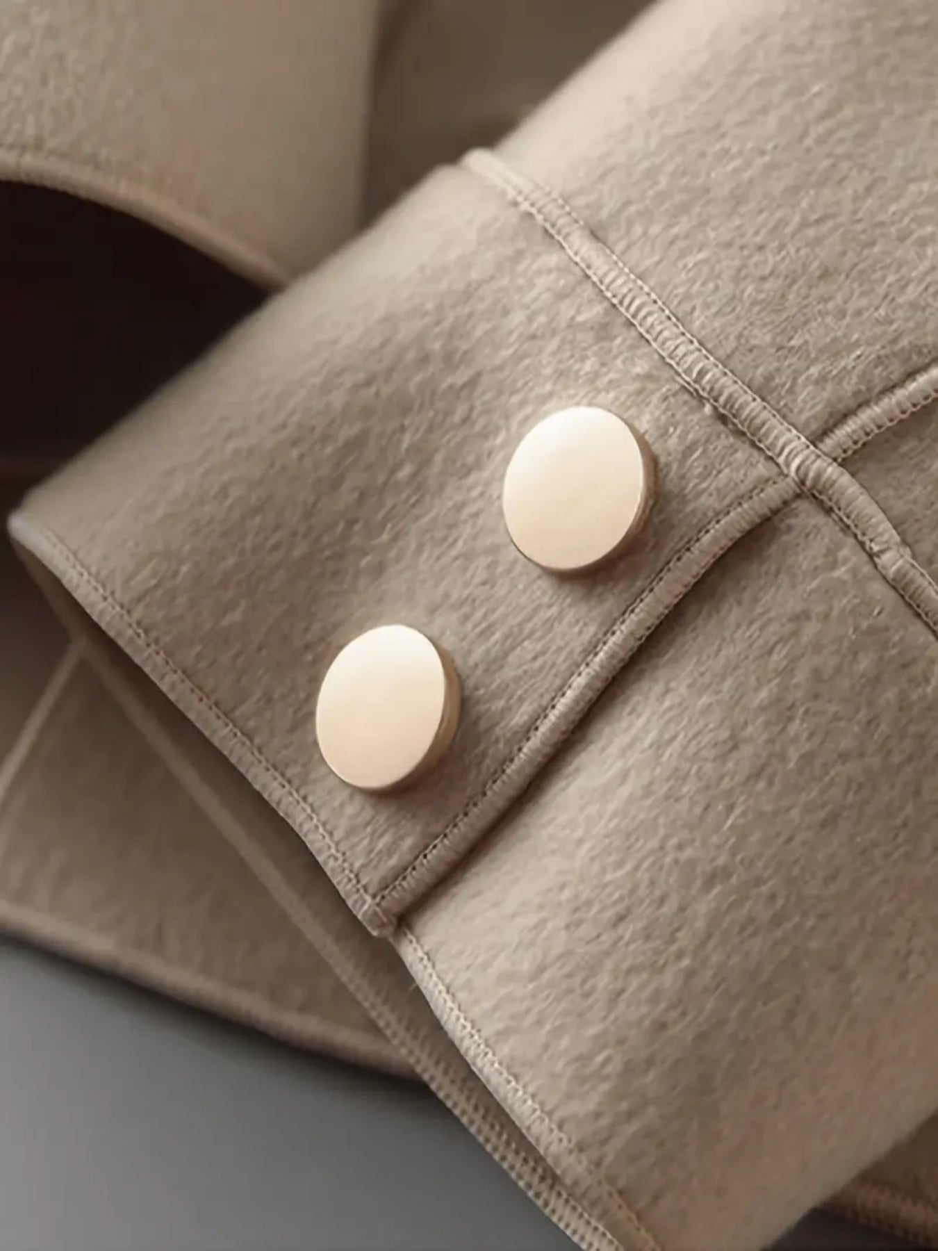 Elegant Beige Gold-Buttoned Short Coat