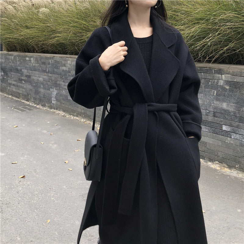 Luxury Oversized Cashmere Wool with Long Tie Belt