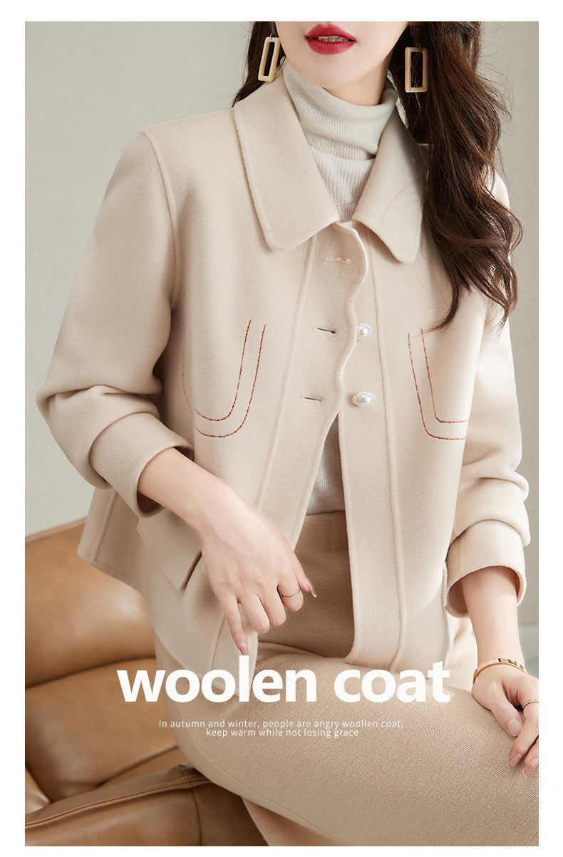 Elegant Short Coat with Pearl Buttons