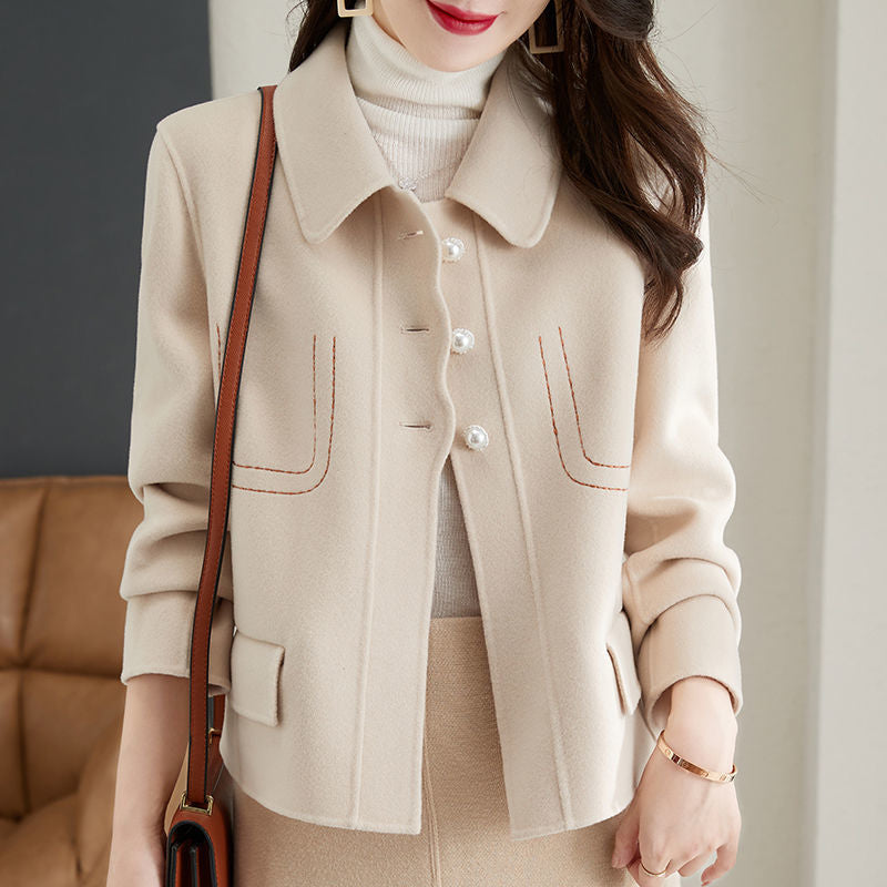 Elegant Short Coat with Pearl Buttons