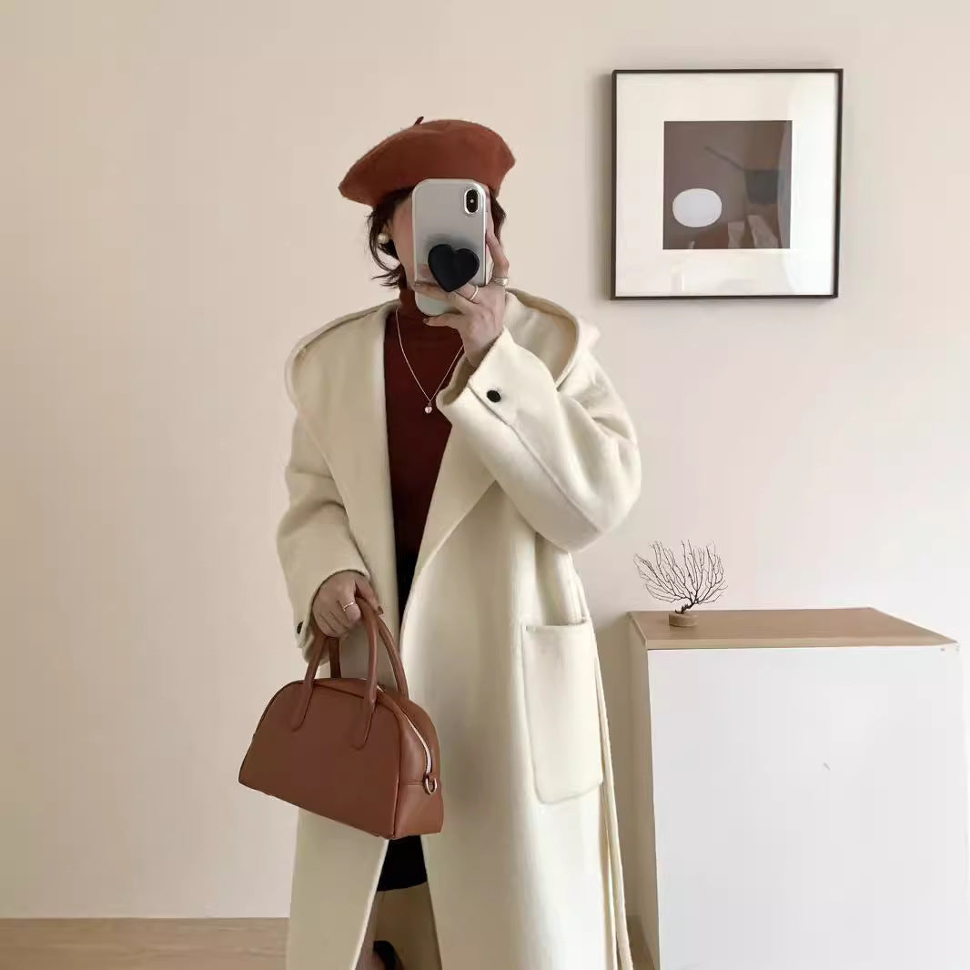 Refined Oversized Wool Coat with Hood